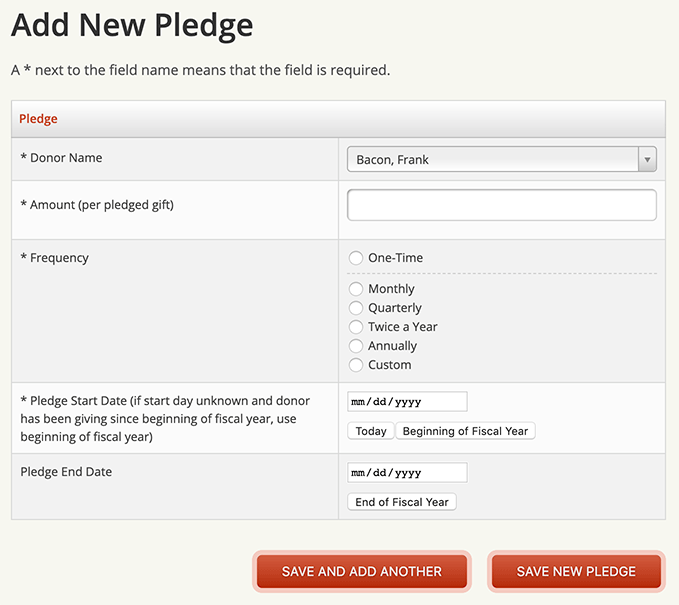 Add New Pledge