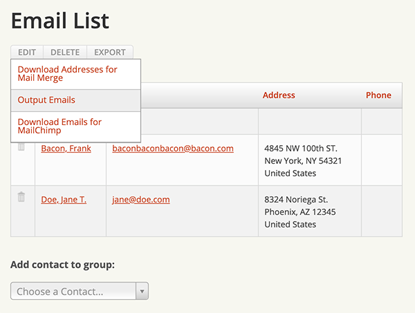 Email List Group